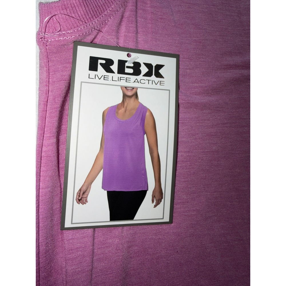 RBX Tunic Tee Shoulder Pleats Rib Trim Side Vents Pink Orchid Athleisure Women M - Picture 5 of 6